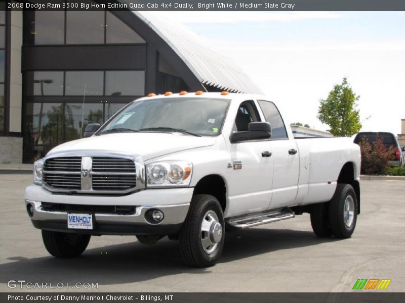 Bright White / Medium Slate Gray 2008 Dodge Ram 3500 Big Horn Edition Quad Cab 4x4 Dually