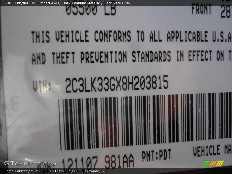 Dark Titanium Metallic / Dark Slate Gray 2008 Chrysler 300 Limited AWD