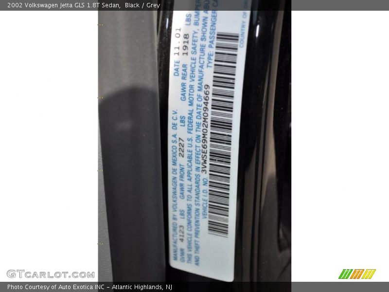 Black / Grey 2002 Volkswagen Jetta GLS 1.8T Sedan