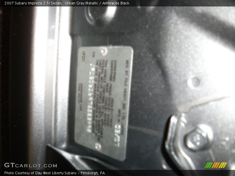 Urban Gray Metallic / Anthracite Black 2007 Subaru Impreza 2.5i Sedan