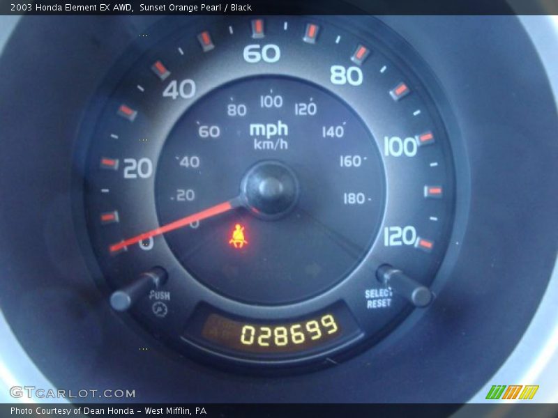 Sunset Orange Pearl / Black 2003 Honda Element EX AWD