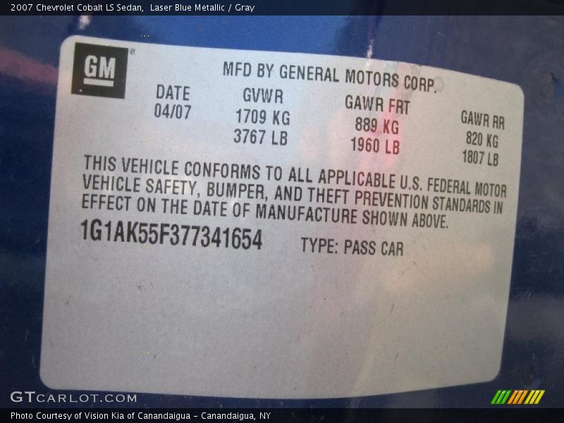 Laser Blue Metallic / Gray 2007 Chevrolet Cobalt LS Sedan