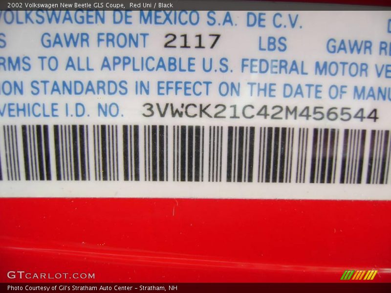 Red Uni / Black 2002 Volkswagen New Beetle GLS Coupe