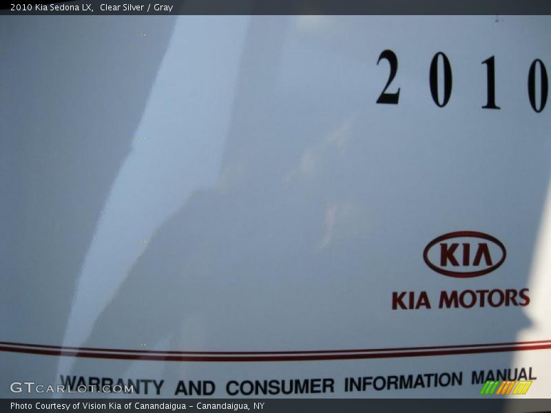 Clear Silver / Gray 2010 Kia Sedona LX