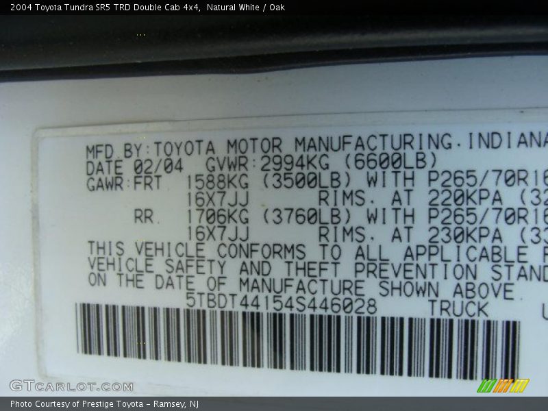 Natural White / Oak 2004 Toyota Tundra SR5 TRD Double Cab 4x4