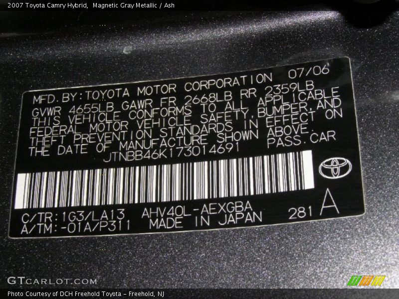 Magnetic Gray Metallic / Ash 2007 Toyota Camry Hybrid