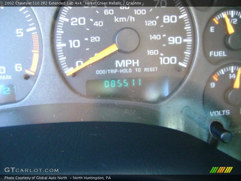 Forest Green Metallic / Graphite 2002 Chevrolet S10 ZR2 Extended Cab 4x4