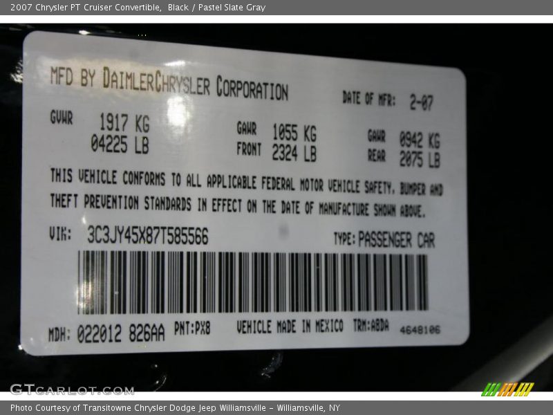 Black / Pastel Slate Gray 2007 Chrysler PT Cruiser Convertible