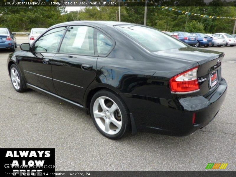 Obsidian Black Pearl / Off Black 2009 Subaru Legacy 2.5i Sedan
