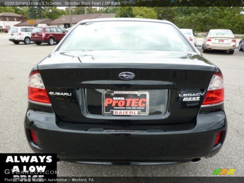 Obsidian Black Pearl / Off Black 2009 Subaru Legacy 2.5i Sedan