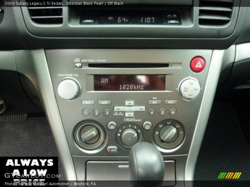 Obsidian Black Pearl / Off Black 2009 Subaru Legacy 2.5i Sedan