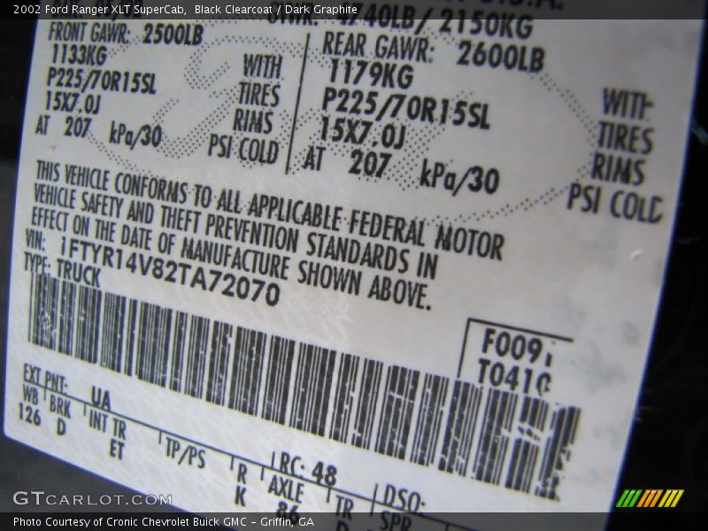 Black Clearcoat / Dark Graphite 2002 Ford Ranger XLT SuperCab