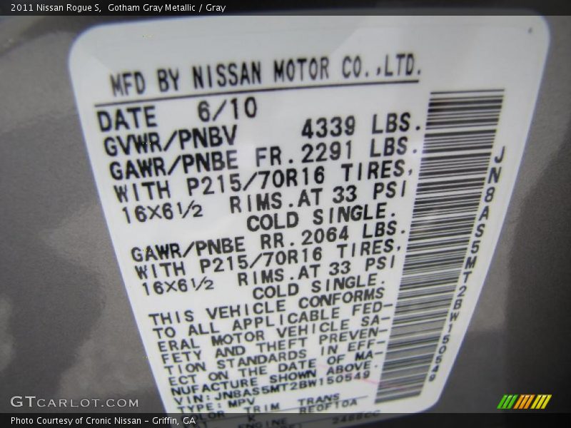 Gotham Gray Metallic / Gray 2011 Nissan Rogue S