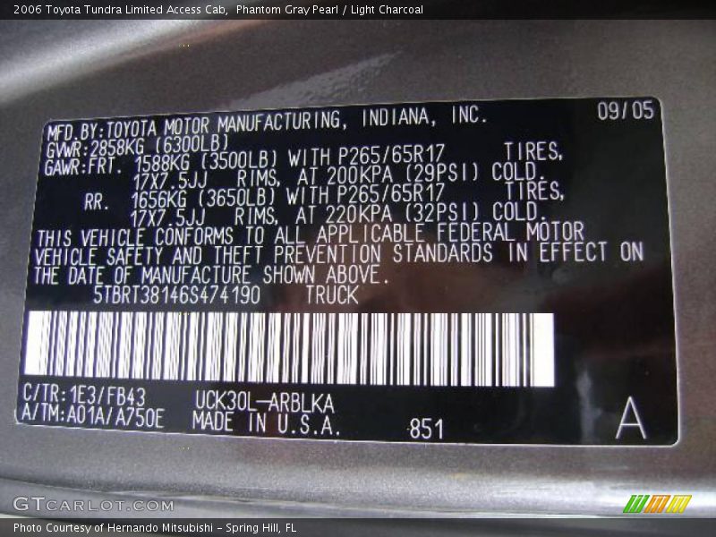 Phantom Gray Pearl / Light Charcoal 2006 Toyota Tundra Limited Access Cab