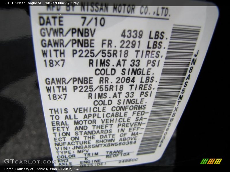 Wicked Black / Gray 2011 Nissan Rogue SL