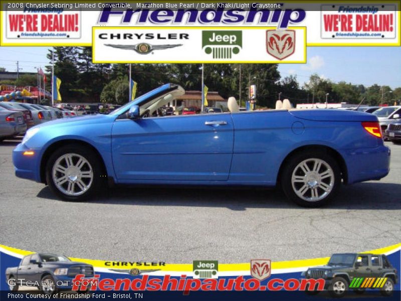 Marathon Blue Pearl / Dark Khaki/Light Graystone 2008 Chrysler Sebring Limited Convertible
