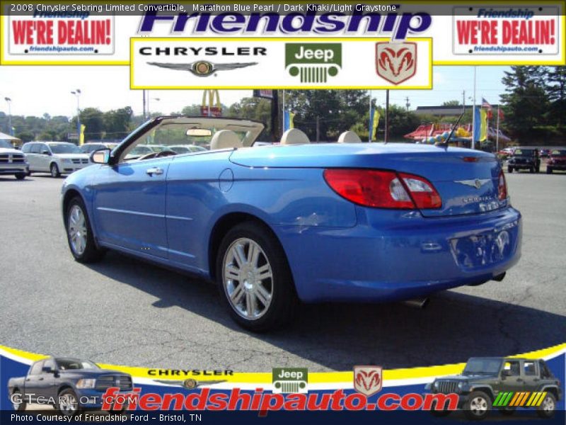 Marathon Blue Pearl / Dark Khaki/Light Graystone 2008 Chrysler Sebring Limited Convertible