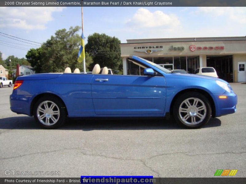Marathon Blue Pearl / Dark Khaki/Light Graystone 2008 Chrysler Sebring Limited Convertible