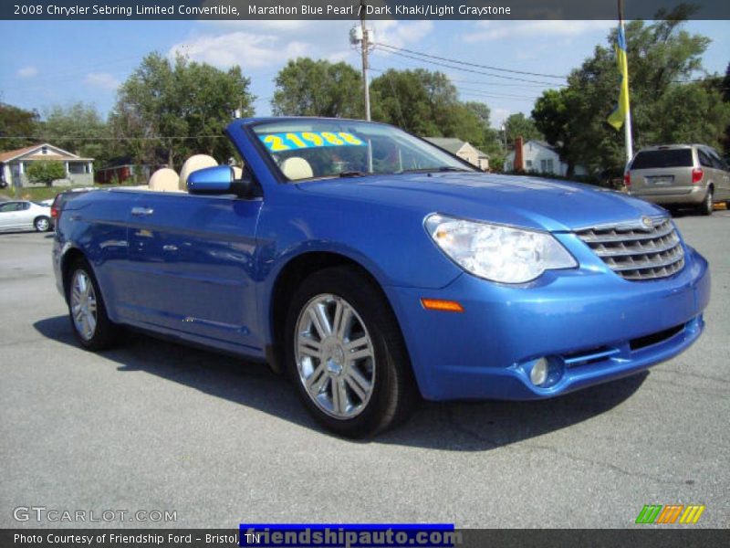 Marathon Blue Pearl / Dark Khaki/Light Graystone 2008 Chrysler Sebring Limited Convertible