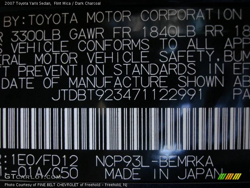 Flint Mica / Dark Charcoal 2007 Toyota Yaris Sedan