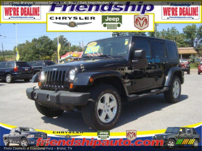 Black / Dark Khaki/Medium Khaki 2007 Jeep Wrangler Unlimited Sahara 4x4