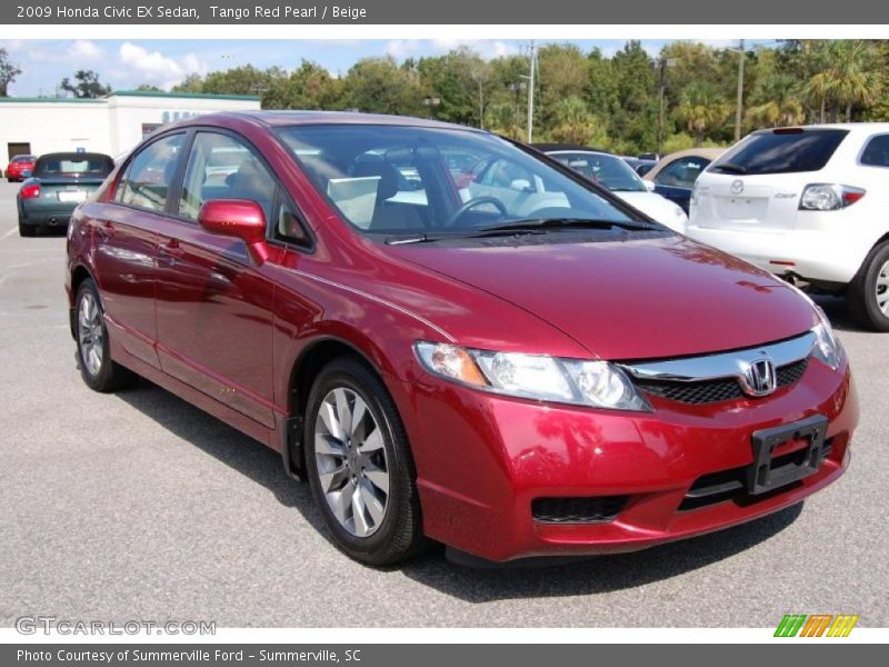 Tango Red Pearl / Beige 2009 Honda Civic EX Sedan