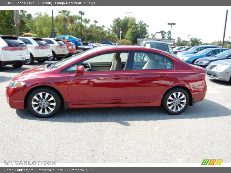 Tango Red Pearl / Beige 2009 Honda Civic EX Sedan