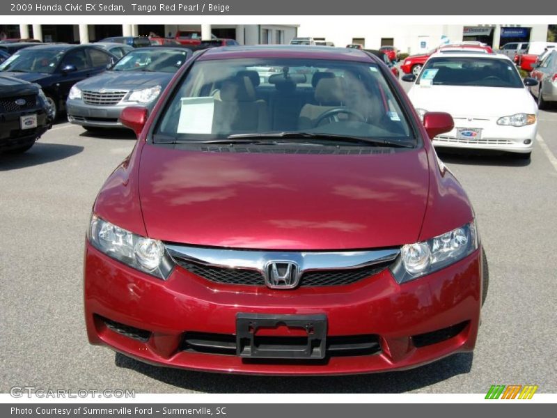 Tango Red Pearl / Beige 2009 Honda Civic EX Sedan