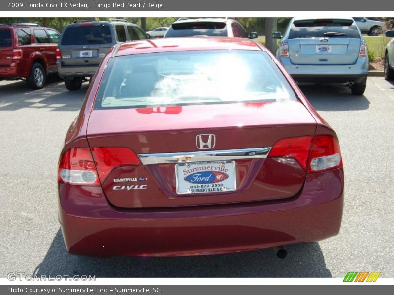 Tango Red Pearl / Beige 2009 Honda Civic EX Sedan