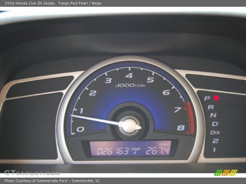 Tango Red Pearl / Beige 2009 Honda Civic EX Sedan