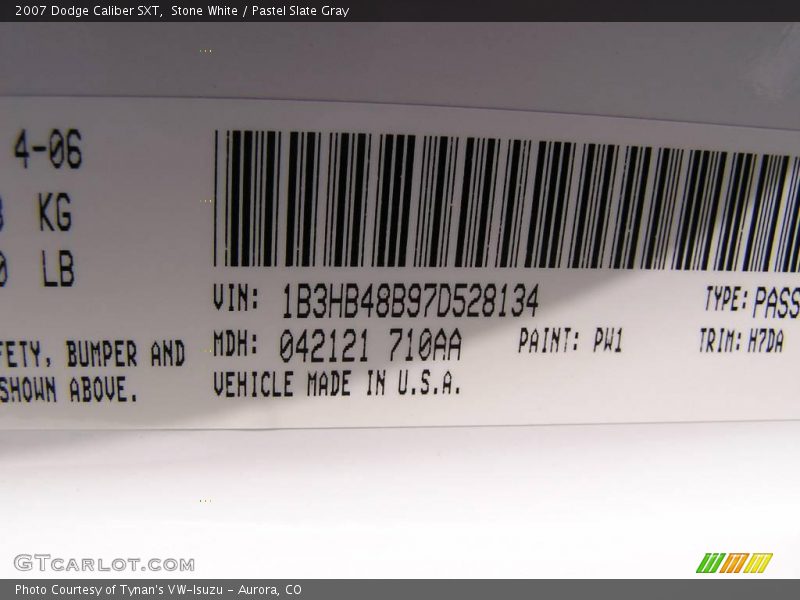 Stone White / Pastel Slate Gray 2007 Dodge Caliber SXT