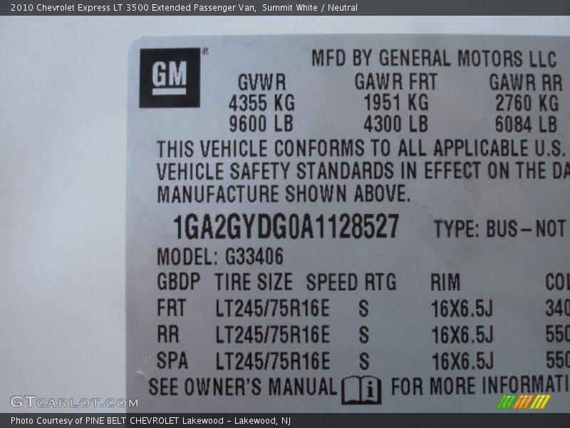 Summit White / Neutral 2010 Chevrolet Express LT 3500 Extended Passenger Van