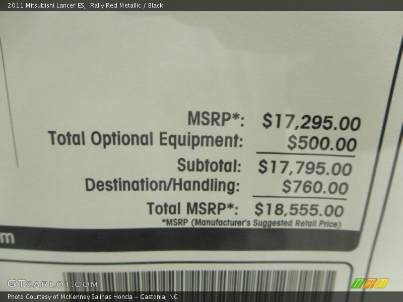 Rally Red Metallic / Black 2011 Mitsubishi Lancer ES