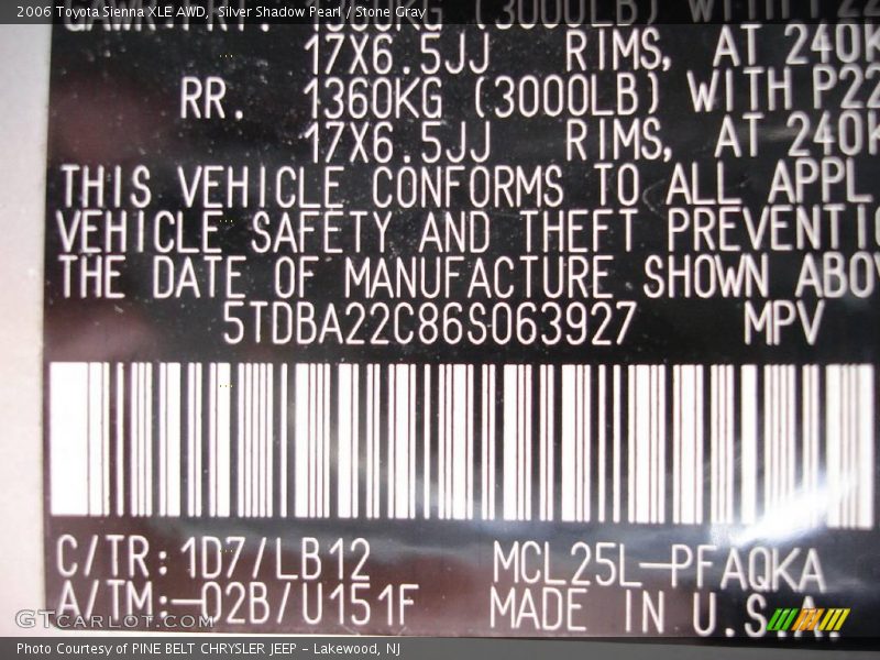Silver Shadow Pearl / Stone Gray 2006 Toyota Sienna XLE AWD