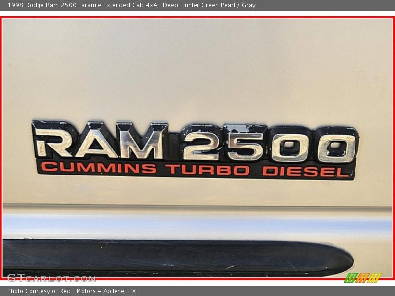 Deep Hunter Green Pearl / Gray 1998 Dodge Ram 2500 Laramie Extended Cab 4x4