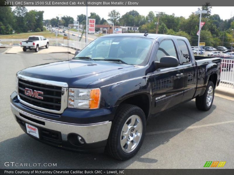 Midnight Blue Metallic / Ebony 2011 GMC Sierra 1500 SLE Extended Cab 4x4