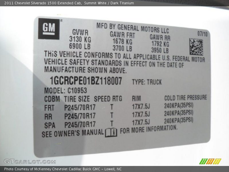 Summit White / Dark Titanium 2011 Chevrolet Silverado 1500 Extended Cab