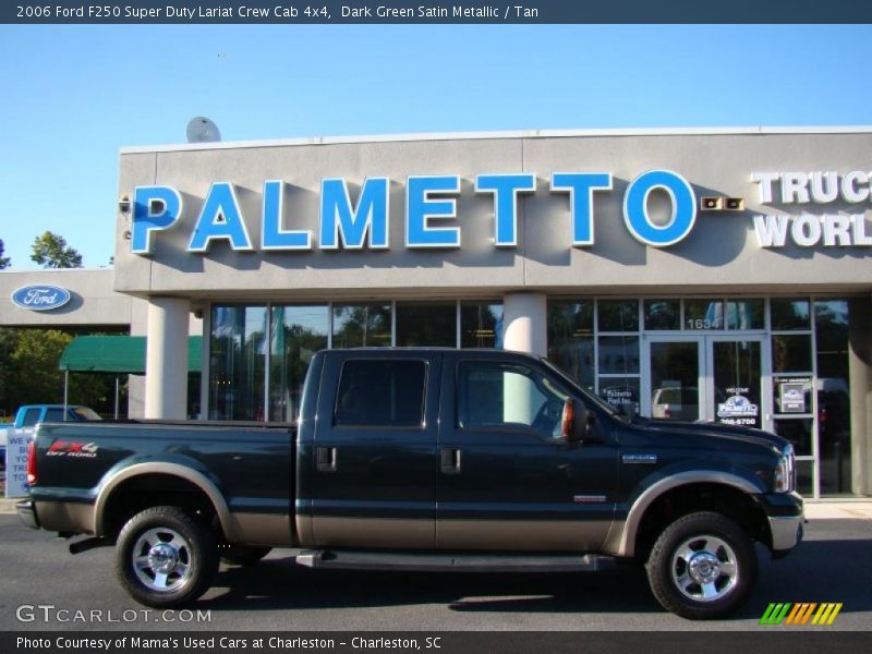 Dark Green Satin Metallic / Tan 2006 Ford F250 Super Duty Lariat Crew Cab 4x4