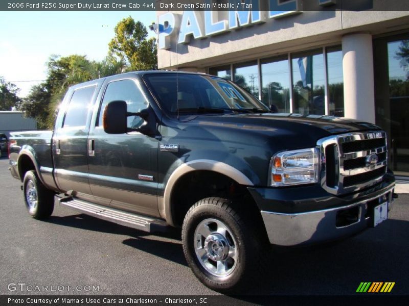 Dark Green Satin Metallic / Tan 2006 Ford F250 Super Duty Lariat Crew Cab 4x4
