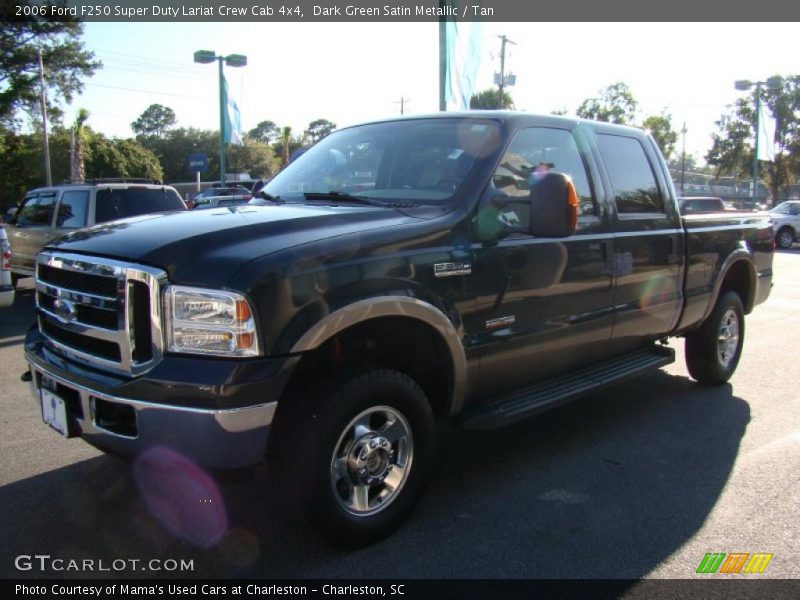 Dark Green Satin Metallic / Tan 2006 Ford F250 Super Duty Lariat Crew Cab 4x4