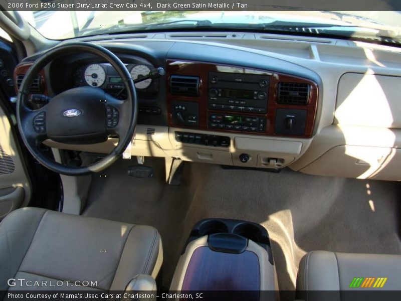 Dark Green Satin Metallic / Tan 2006 Ford F250 Super Duty Lariat Crew Cab 4x4
