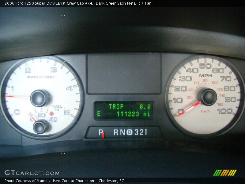 Dark Green Satin Metallic / Tan 2006 Ford F250 Super Duty Lariat Crew Cab 4x4