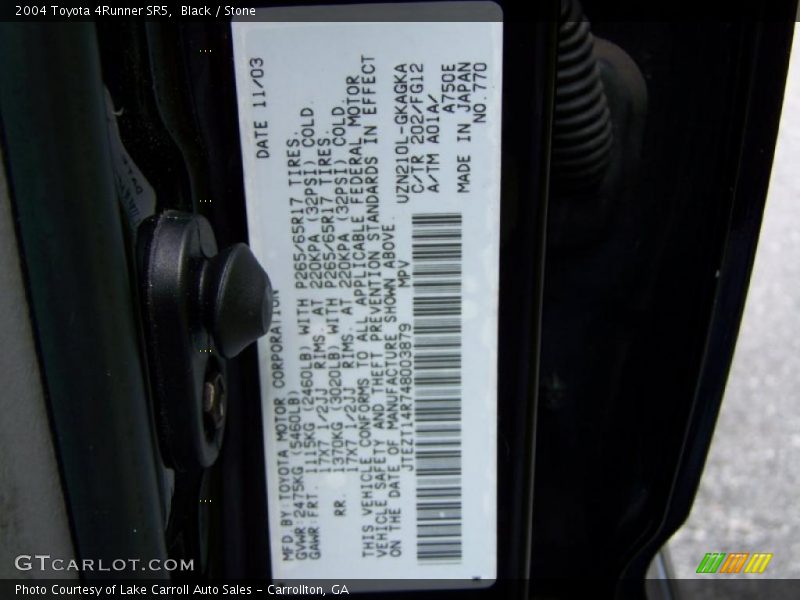 Black / Stone 2004 Toyota 4Runner SR5