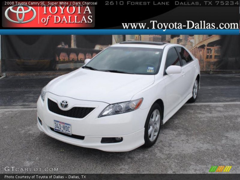Super White / Dark Charcoal 2008 Toyota Camry SE