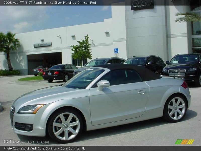 Ice Silver Metallic / Crimson Red 2008 Audi TT 2.0T Roadster