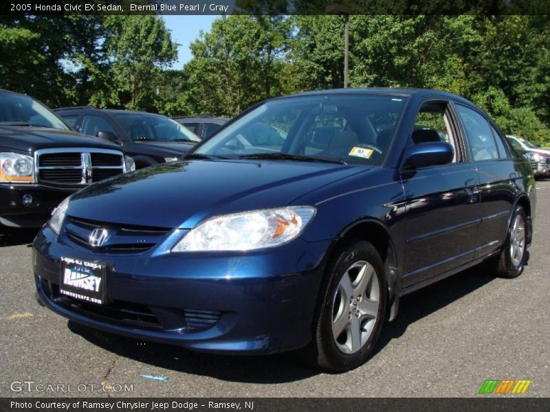 Eternal Blue Pearl / Gray 2005 Honda Civic EX Sedan