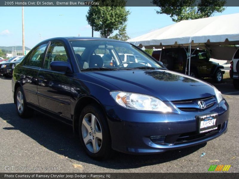 Eternal Blue Pearl / Gray 2005 Honda Civic EX Sedan
