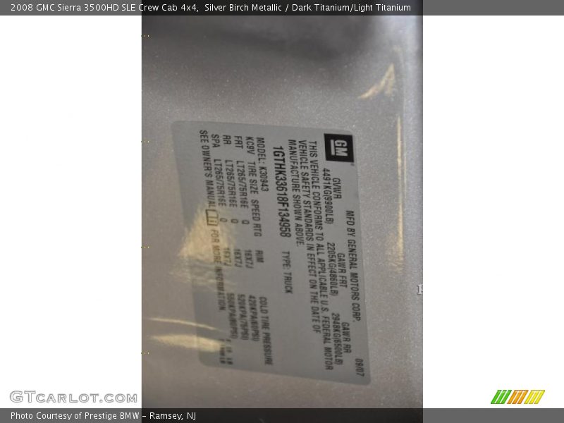 Silver Birch Metallic / Dark Titanium/Light Titanium 2008 GMC Sierra 3500HD SLE Crew Cab 4x4