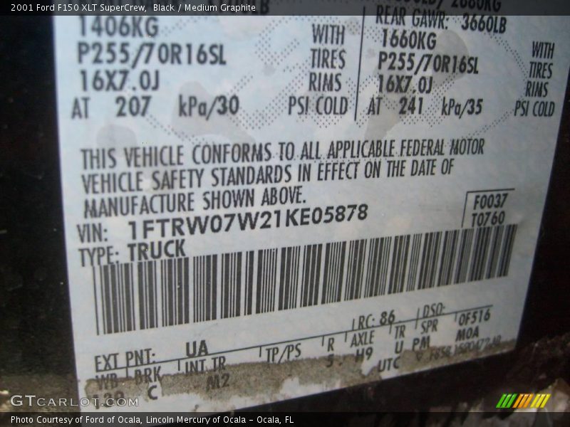 Black / Medium Graphite 2001 Ford F150 XLT SuperCrew