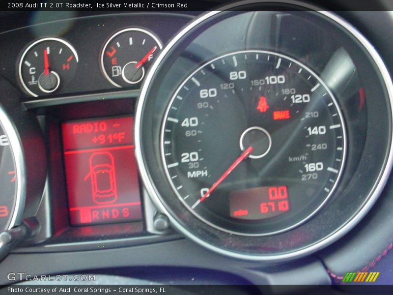 Ice Silver Metallic / Crimson Red 2008 Audi TT 2.0T Roadster